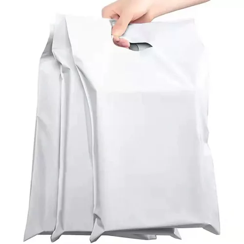 Courier foil bags with handle 260 x 350 mm + 70 mm handle RC088 50 pcs white