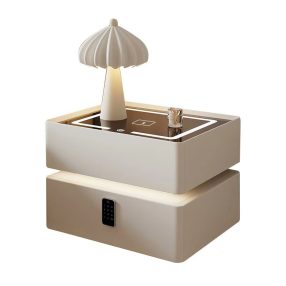   Intelligens éjjeliszekrény LED-világítással és vezeték nélküli töltéssel - fehér