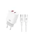 XO CE12 DUPLA HÁLÓZATI TÖLTŐVÉG (USB - TYPE-C) 20W USB TYPE-C/TYPE-C KÁBELLEL FEHÉR