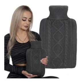 Kötött melegvizes palack szürke