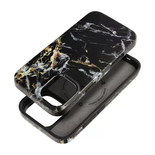 FORCELL F-PROTECT Mirage, Military Drop-Tested case compatible with MagSafe for IPHONE 16 PLUS black marble