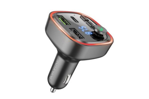 BOROFONE BC48 FLASH QC3.0 SZIVARGYÚJTÓS (AUTÓS) GYORSTÖLTŐVÉG + FM TRANSMITTER FEKETE