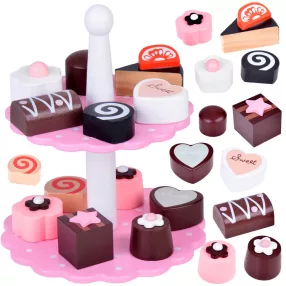   Adorable Wooden Cake Stand with Cookies set - fun confectioner ZA5384