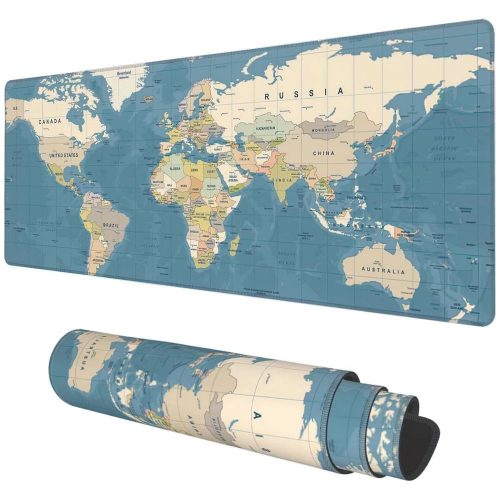 Egér/billentyűzet pad "Világtérkép" 40 x 90 x 2 mm RC-K-1074 kék