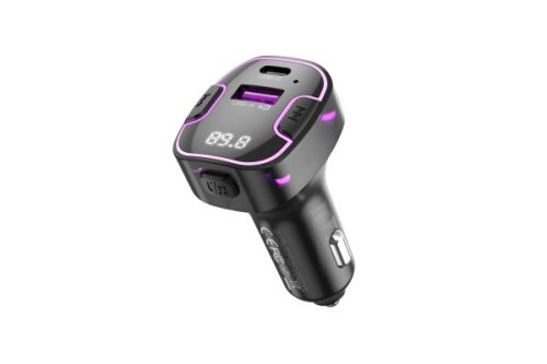 XO BCC12 SZIVARGYÚJTÓS (AUTÓS) TÖLTŐVÉG (USB - TYPE-C) 3.1A + FM TRANSMITTER FEKETE