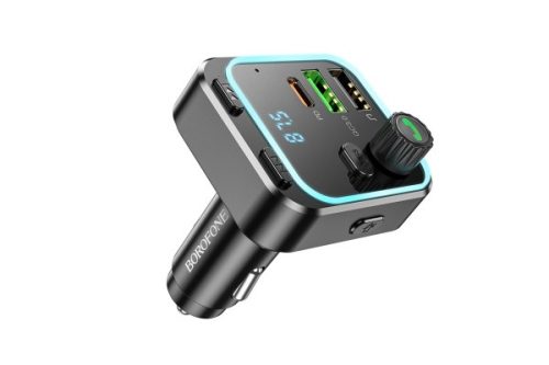 BOROFONE BC53 HIGHWAY QC3.0 + PD 20W SZIVARGYÚJTÓS (AUTÓS) GYORSTÖLTŐVÉG + FM TRANSMITTER FEKETE