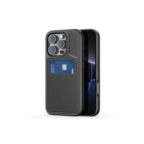   DUX DUCIS RAFI II IPHONE 16 PRO MAX 6.9 KÁRTYATARTÓS, KITÁMASZTÓS TPU-PU TOK MAGSAFE KOMPATIBILIS FEKETE