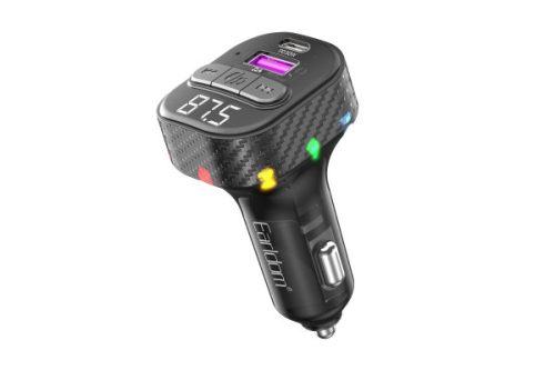 EARLDOM ET-M108 SZIVARGYÚJTÓS (AUTÓS) TÖLTŐVÉG (USB - TYPE-C) + FM TRANSMITTER FEKETE