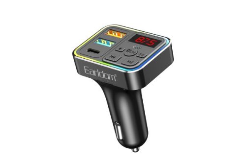 EARLDOM ET-M109 SZIVARGYÚJTÓS (AUTÓS) TÖLTŐVÉG (USB - TYPE-C) + FM TRANSMITTER FEKETE