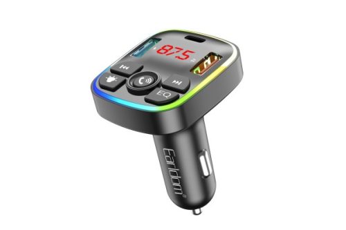 EARLDOM ET-M110 SZIVARGYÚJTÓS (AUTÓS) TÖLTŐVÉG (USB - TYPE-C) + FM TRANSMITTER FEKETE
