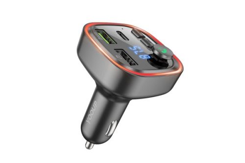YOOUP V02 QC3.0 SZIVARGYÚJTÓS (AUTÓS) GYORSTÖLTŐVÉG + FM TRANSMITTER FEKETE
