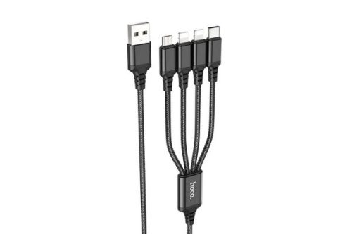 HOCO X76 4IN1 LIGHTNING - LIGHTNING - TYPE-C - MICRO USB KÁBEL 1 MÉTER FEKETE