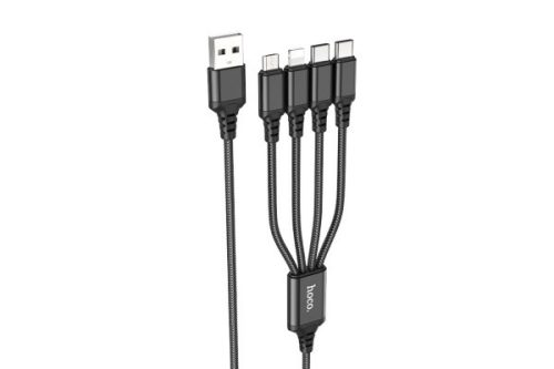 HOCO X76 4IN1 LIGHTNING - TYPE-C - TYPE-C - MICRO USB KÁBEL 1 MÉTER FEKETE