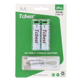   TCBEST újratölthető akkumulátor R6 (AA) 950 mAh C típusú foglalattal + USB A - 2 x C típusú kábel 2 db