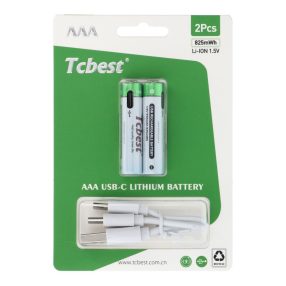   TCBEST újratölthető akkumulátor R3 (AAA) 220 mAh C típusú aljzattal + USB A - 2 x C típusú kábel 2 db