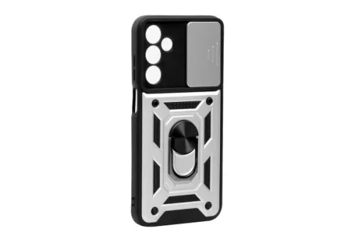 PJ ARMOR SAMSUNG GALAXY A25 5G A256B TPU+POLYCARBONATE ÜTÉSÁLLÓ, TOLÓABLAKOS, MÁGNESES TOK EZÜST