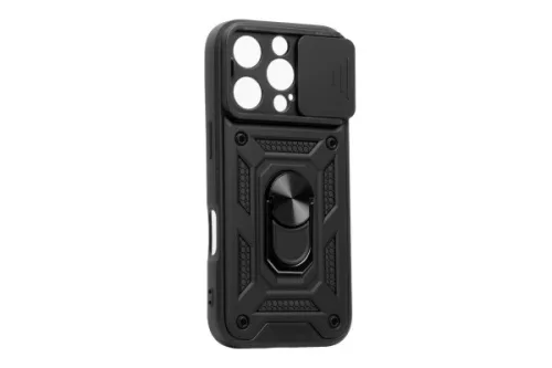 PJ ARMOR IPHONE 16 PROMAX 6.9 TPU+POLYCARBONATE ÜTÉSÁLLÓ, TOLÓABLAKOS, MÁGNESES TOK FEKETE