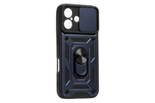 PJ ARMOR IPHONE 16 6.1 TPU+POLYCARBONATE ÜTÉSÁLLÓ, TOLÓABLAKOS, MÁGNESES TOK KÉK