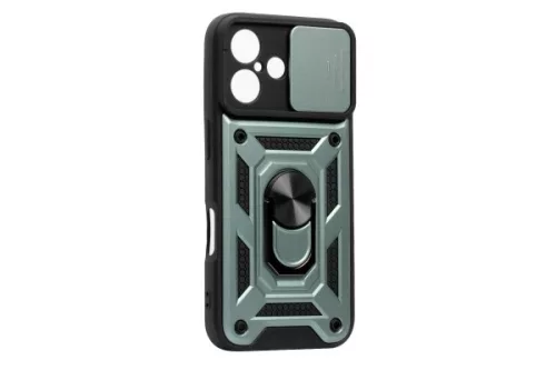 PJ ARMOR IPHONE 16 6.1 TPU+POLYCARBONATE ÜTÉSÁLLÓ, TOLÓABLAKOS, MÁGNESES TOK ZÖLD