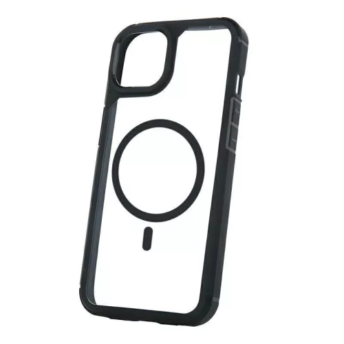 Mag Rim Case Apple iPhone 16 Plus (6.7) átlátszó TPU/PC MagSafe tok fekete kerettel