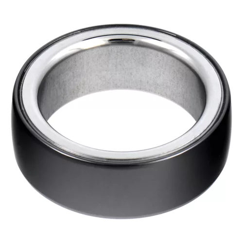 Smart Ring R8 - okos kerámia gyűrű töltőállomással, 18 mm-es méret, fekete