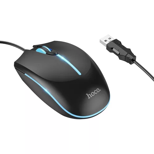 Hoco USB A 2400 dpi GM37 vezetékes gamer egér, fekete
