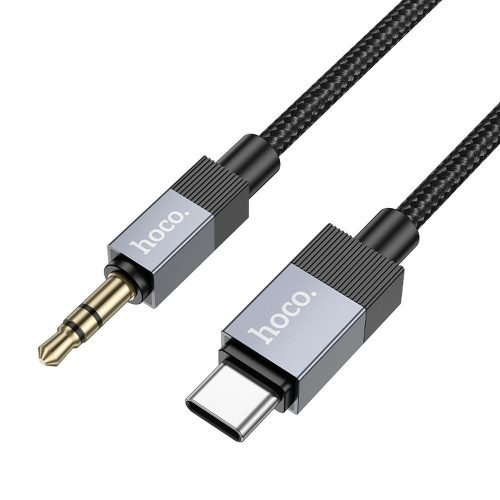 Hoco UPA32B AUX kábel Jack 3,5 mm (apa) - USB C (apa)  fekete 1 m