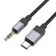 Hoco UPA32B AUX kábel Jack 3,5 mm (apa) - USB C (apa)  fekete 1 m