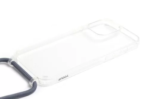 YOOUP CORD IPHONE 13 PRO 6.1 ZSINÓROS TPU TOK CLEAR-KÉK