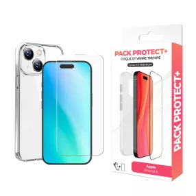   Moxie Pack Protect+ Apple iPhone 16 (6.1) átlátszó vékony szilikon tok előlapi üvegfóliával