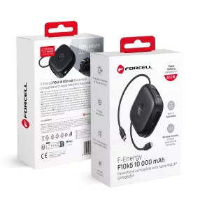   Forcell F-Energy MagSafe kompatibilis külső akkumulátor F10K5 PD3.1 QC3.0 3A 22.5W 10000 mAh Apple Watch kompatibilis, fekete