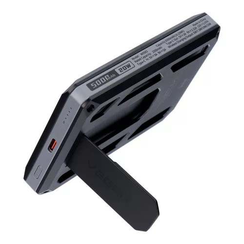 VEGER külső akkumulátor 5000 mAh MFi PD 20W pénztárcakövető W0582 fekete