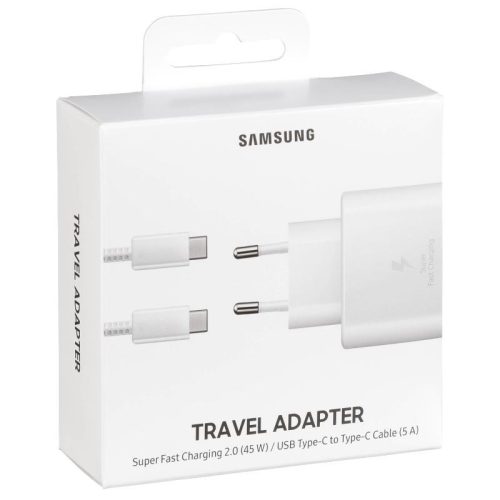 BLISZTERES Samsung EP-TA845XWEGWW gyári hálózati fehér gyorstöltő 5A EP-DN975BWE fehér gyári Type-c - Type-c adatkábel 1m 45W