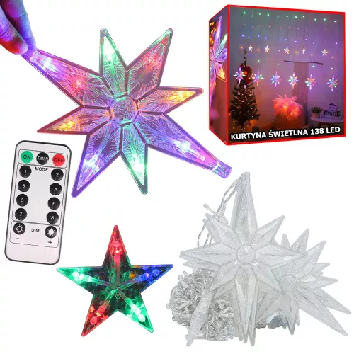 Csillagos LED Fényfüggöny – 138 LED-es Fényfüzér Dekoráció