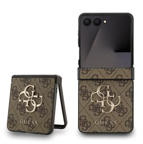 Guess PU 4G Metal Logo Samsung F766B Galaxy Z Flip 7 hátlapvédő tok barna (GUHCZF74GMGBR)