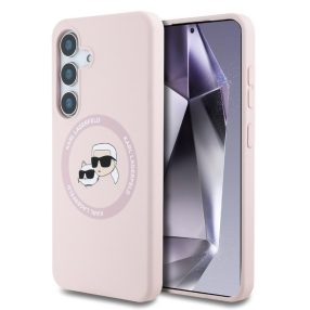   Karl Lagerfeld Liquid Silicone K&CH Heads Samsung S931 Galaxy S25 MagSafe hátlapvédő tok pink (KLHMS25SSKCHTCP)