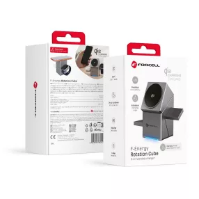   Forcell F-Energy 3 az 1-ben Rotation Cube Qi2 MagSafe-kompatibilis vezeték nélküli töltő (F-06) ezüst