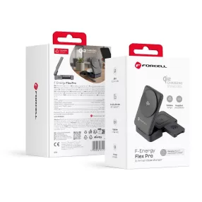   Forcell F-Energy 3 az 1-ben Flex Pro Qi2 MagSafe kompatibilis vezeték nélküli töltő (F-05) ezüst