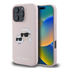   Karl Lagerfeld Liquid Silicone Double Heads Apple iPhone 17 (6.3) MagSafe hátlapvédő tok pink (KLHMP17SSKCHPPLP)