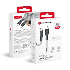   USB C - USB C kábel Forcell F-Energy QC4.0 PD 5A 240W Carbon 1 m CB-05C fekete