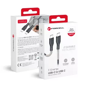   USB C - USB C kábel Forcell F-Energy QC4.0 PD 5A 240W Carbon 1 m CB-05C fekete