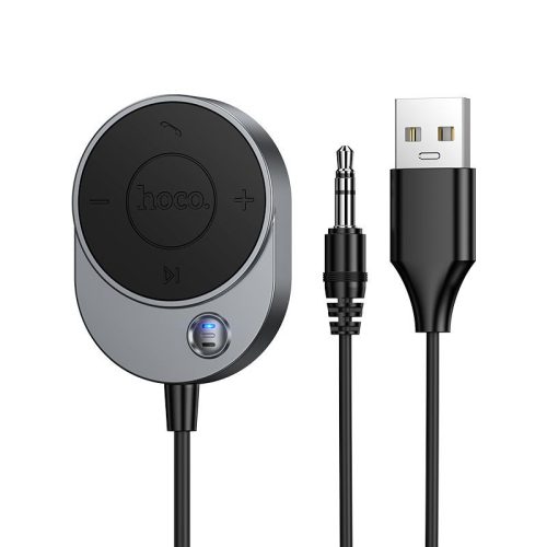 Hoco Bluetooth AUX vevőegység 3,5 mm-es jack kábellel E150 szürke