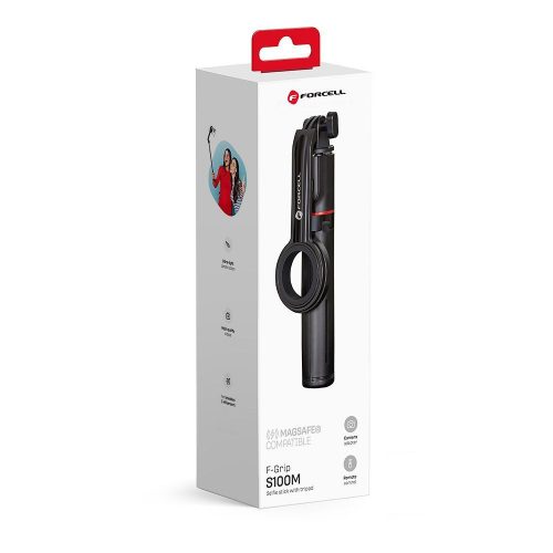 Forcell F-Grip MagSelfie S100M MagSafe kompatibilis szelfibot vezeték nélküli távirányítóval, fekete