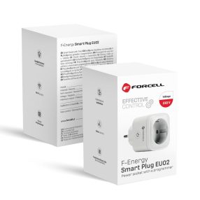   Forcell F-Energy EU02 Okosaljzat 230V WiFi-vel, Programozóval és Tuya/Amazon Alexa támogatással, Fehér