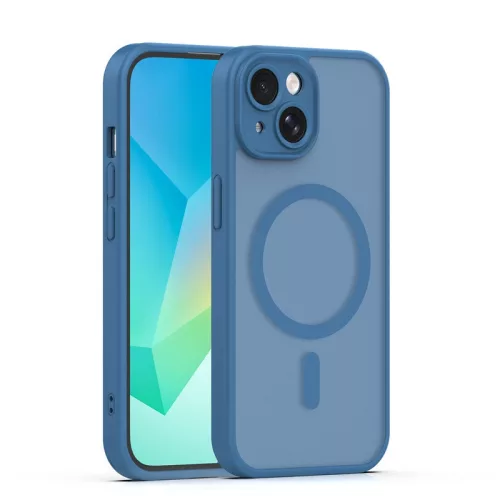 Mag Matt Apple iPhone 15 (6.1) MagSafe TPU/PC tok beépített mágneses gyűrűvel, sötétkék