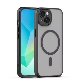   Mag Matt Apple iPhone 15 (6.1) MagSafe TPU/PC tok beépített mágneses gyűrűvel, fekete