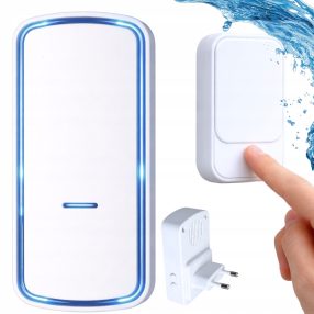   Vezeték nélküli kinetikus LED-es csengő kapukhoz, 130 m-es hatótávolságú, vízálló fehér