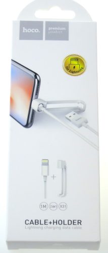 Hoco X31 iPhone Lightning Adat- és töltőkábel beépített kábelkötegelővel fehér