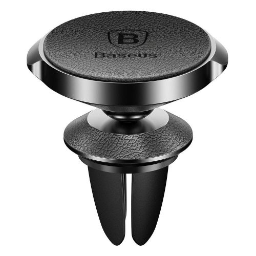 Baseus Small Ears SUER-E01 Bőr borítású mágneses autós tartó szellőzőrácsba fekete