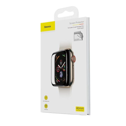 Apple Watch (38mm) Baseus hajlékony Edzett üvegfólia 0,2mm (teljes kijelzős, hajlított) fekete